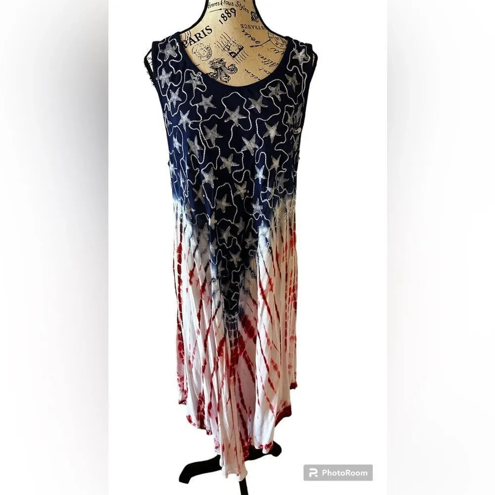 American flag one size light beach cover up or sundress